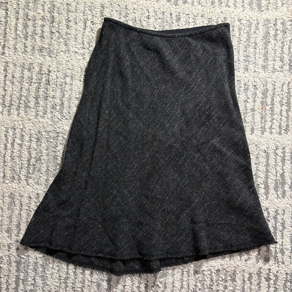 Eileen fisher gray tweed linen blend lovely midi skirt size M